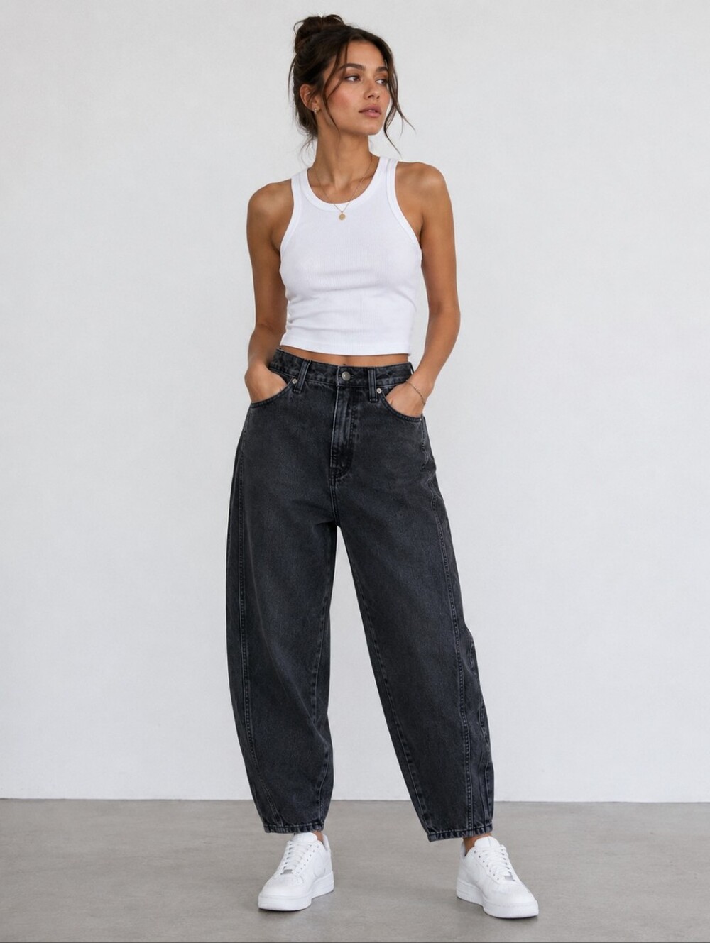 Fashion‎ Nova Womens High-Waist Tapered Leg Jeans - Black Wash